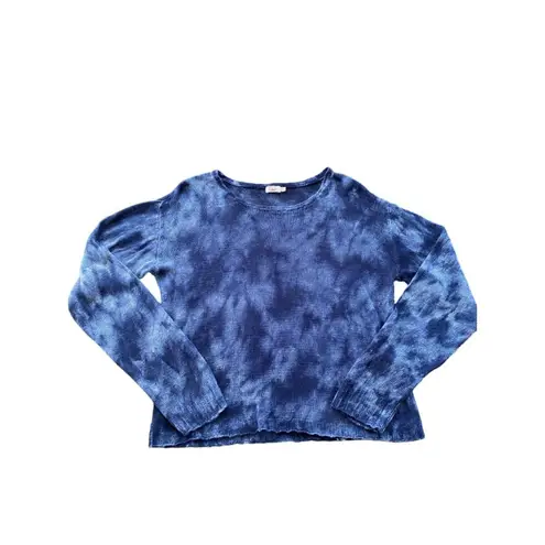Faherty Reenie Lightweight Linen Sweater Tie Dye Navy Blue Size Small