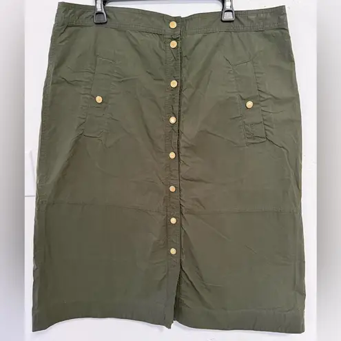 Barbour  Laverne in Olive Green Button Down Midi Skirt Size 14 thumbnail 2