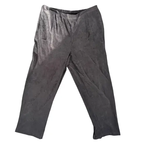 Sag Harbor Women 20W Black Elastic Waist Pleated Wide Leg Pants Casual Comfort