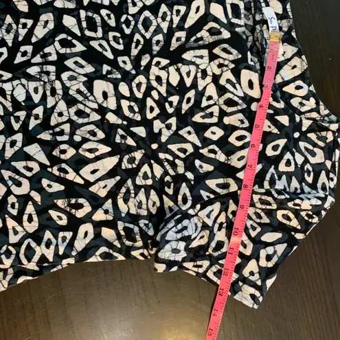 Su Placer Global Festival Womens Large Cotton Batik Print Casual Artisan Top White