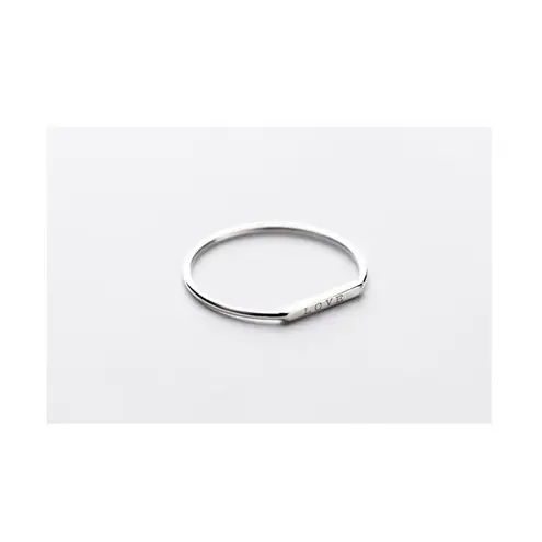 Boutique Dainty White Gold-Plated S925 LOVE Bar‎ Band Ring | Sz 6 NEW