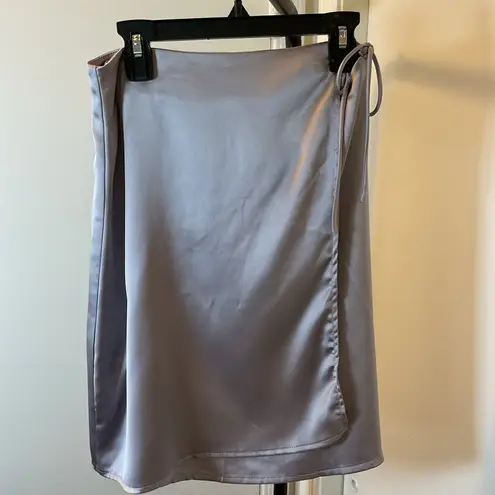 Missguided 13. Satin Silver Mini Wrap Skirt Size 6