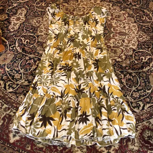 Mlle Gabrielle Yellow Brwn Green Floral Midi sundress Nwot 3X