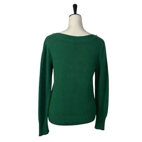 Draper James Sweater Boat Neck Button Shoulder Hunter Green Women’s Size Small