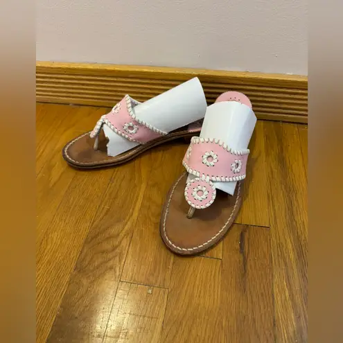 Jack Rogers  Hampton Sandal Vintage Traditional Pink And White Sz 9M