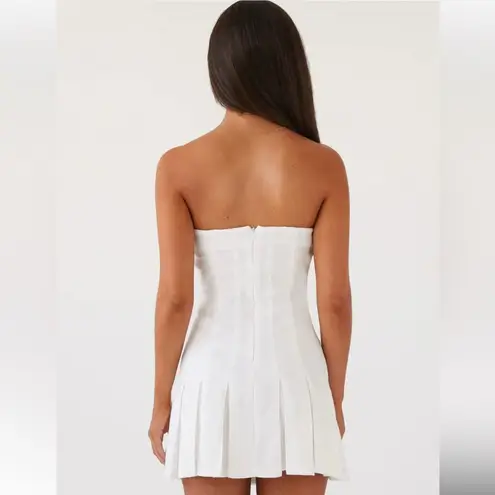 Peppermayo Exclusive - Saving Hearts Linen Mini Dress - White Size 16