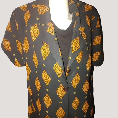 Vintage Long Duster Sheer 2X A Wild Thyme Button Down Jacket Geometric Patterns Orange Size undefined