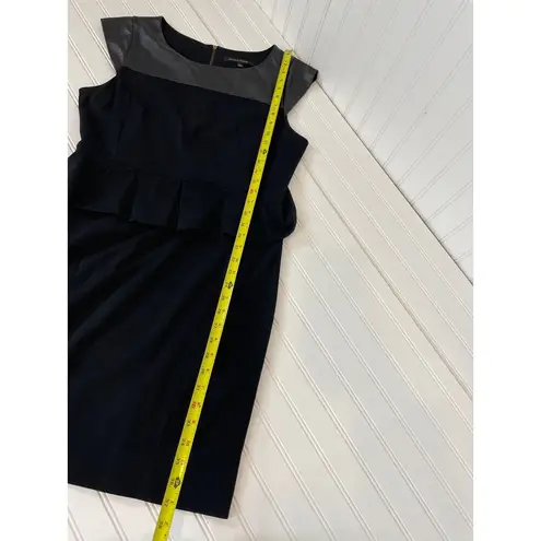 Cynthia Steffe Peplum Dress Womens BLack Leather Accent Cap Sleeve Size 12