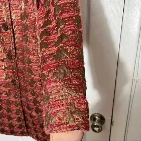 Erin London ERIN BY Bronze and Mauve Houndstooth coat | size small