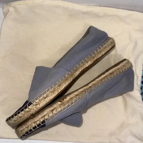 Tory Burch  Slip On Espadrilles Blue Colorblock Cap-toe Canvas Logo Flats Sz 9 - Image 5