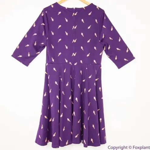 Unique Vintage Gwynnie Bee Purple Ice Cream Cone Fit And Flare Dress, 0XL