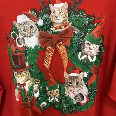 Holiday Time Meowy Christmas Cat T Shirt Size XL
