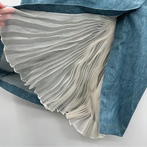 Derek Lam 10 Crosby LTD Light Denim Asymmetric Ruffle Slit Long Pencil Skirt 10 Blue