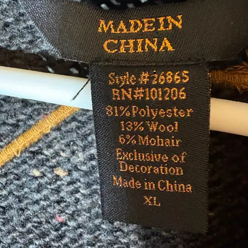 Soft Surroundings Label Noir XL Long Cardigan Coat Tapestry Back Wool Mohair