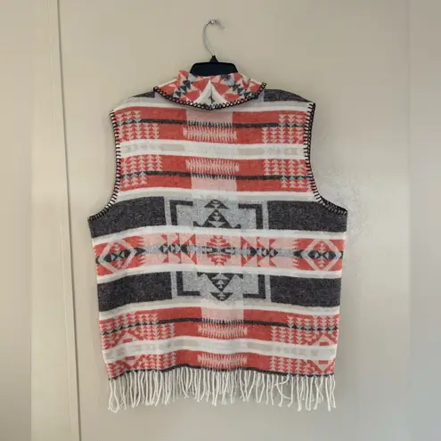 Rhonda Stark Shawl Collar Wool blend Vest sz XL White