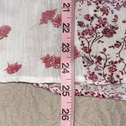 Mason & Belle  Caryn‎ Floral Tassel Tie Short Sleeve Blouse Red White Medium - Image 7