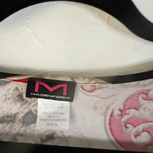 Maidenform Y2k M Long Sleeve Lace Trim V Neck Baroque Print Grunge Going Out Top