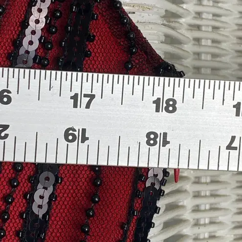 Unique Vintage Red Black Sequin Fringe Flapper Dress 1920s Gatsby Small