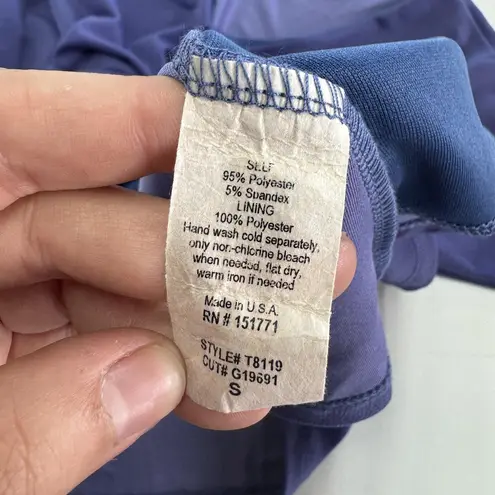 Gilli Shirt Womens Small Purple Short Sleeve V Neck Flare Stretch USA Blue