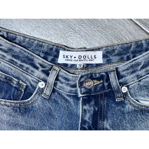 SKY DOLLS Jeans Women 28x36 TALL Wide Leg Light Wash Denim Cotton Baggy Skater Blue Size 28