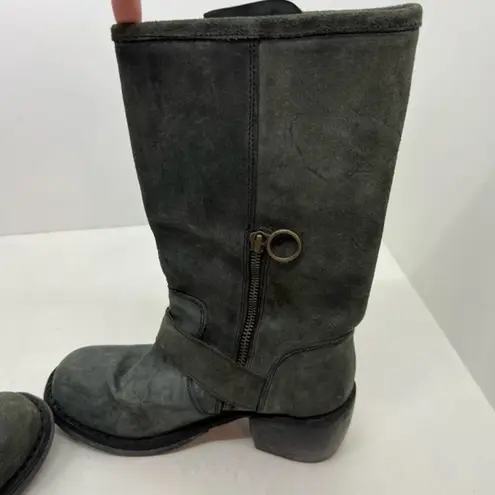 Fiorentini + Baker Mike moto Boot green pull on adjusable buckles sz 36.5 US 6.5