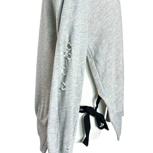 Pam & Gela Juicy Couture Distressed Tie Side V Neck Sweatshirt Oversized Small