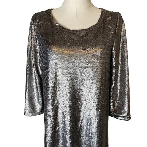 BB Dakota  Sequin Dress Silver Mini Shift Metallic Party Disco NEW, size Small