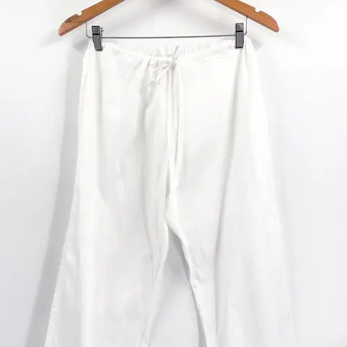 Vintage Cotton High Waisted White Wide Leg Cropped Capri Summer Pants