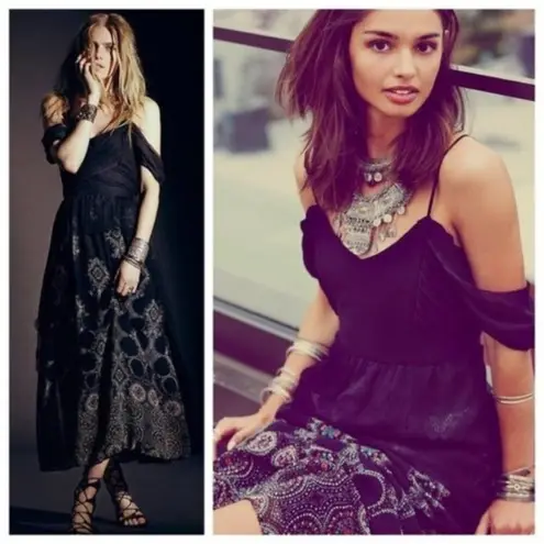 Free People HTF  Maxi Dress 6 NWT Belladonna Black Dark Academia Etherial Lolita