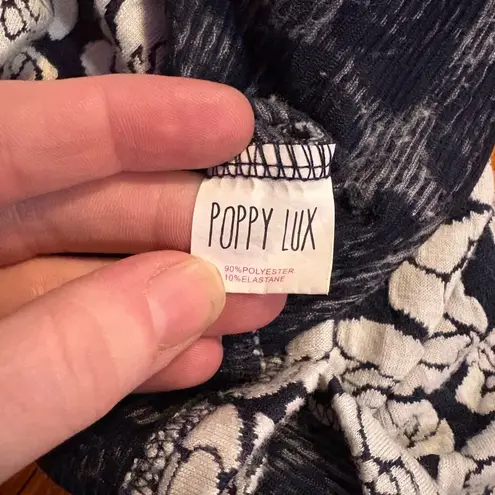 Poppy Lux Pippa Rose Jersey Skirt Navy Blue Floral High Waisted Comfy Size 6