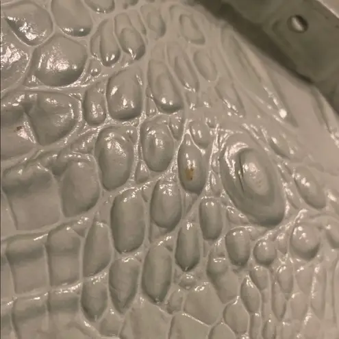 Brahmin Large Asher Mint Green Icy Blue Crocodile Zip Top Shoulder Bag Tote