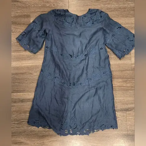 Sundance Orion Blue Anella Mini Eyelet Dress size Small