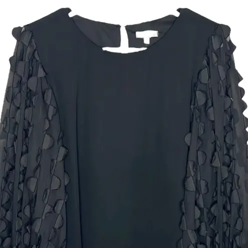 JODIFL Solid Black Sheer Balloon Long Sleeve Top