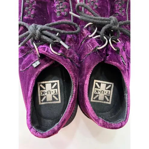 T.U.K. Violet Velvet Size 8 US Unisex Creepers Shoes Platform Rave Punk Festival Purple
