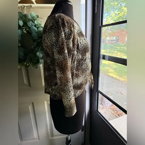 August Silk Vintage 90s mesh wrap tie animal print top, size large