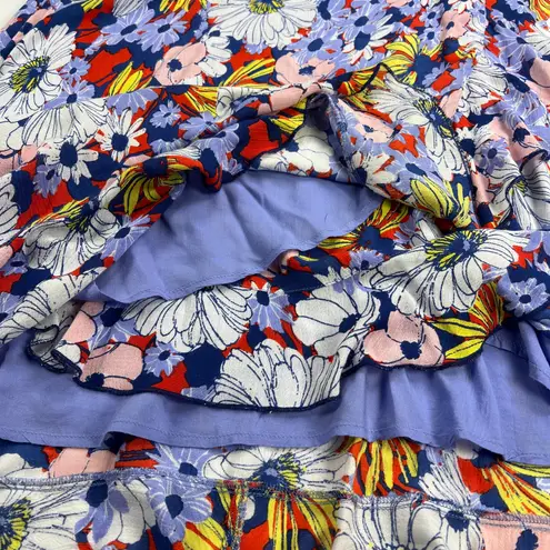 Anthropologie Maeve Sybil Floral Ruffle Wrap Skirt Daisies Purple Pink Size M Size M