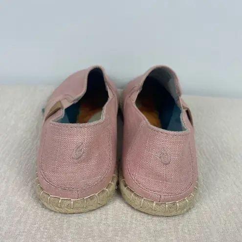 Olukai Pink Rose Sea Salt Canvas Women's Kuala Pa'a Kapa Slip On Espadrille