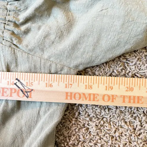 SNDYS Revolve Dress L Olive Tuscany Linen Mini Puff Sleeves Cottagecore Party Green Size L