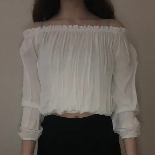 Brandy Melville white long sleeve off the shoulder top