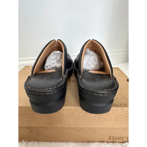 Born Mount II Black Leather Platform Clogs Size 9 Comfort Slip