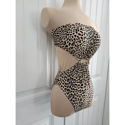 Michael Kors Convertable Cheetah Print Swimsuit Nwt Size 6 Charm Padded Cutouts