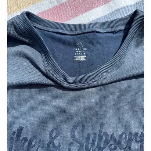 NWT, Offline by Aerie, "Like & Subscribe" Graphic Muscle Tank Top Size S Blue