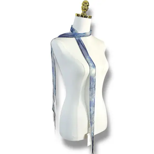 Chan Luu Free People Washed Ashore Fringe Skinny Scarf Denim Blue NWT Bohemian