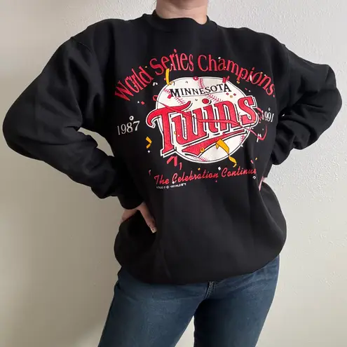 Tultex Vintage 1991 Minnesota Twins World Series Champions Black Pullover Sweatshirt