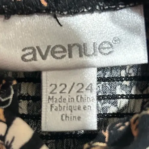 Avenue Whimsigoth Babydoll Dress 22/24 Black Floral Smocked Ruffle Neck Romantic