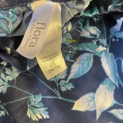Flora Nikrooz Flora By Women's Sleep Shorts Size L 14/16 Blue Satin Lace Pajama