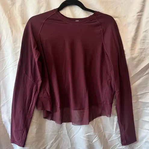 Lululemon  Quick Pace Long Sleeve Dark Adobe Burgundy Size Small/Medium