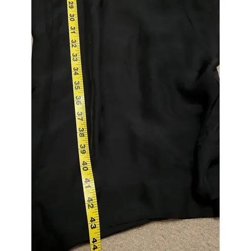 Italian Masnada high rise wide leg 100% Silk Black breezy lightweight pants 6