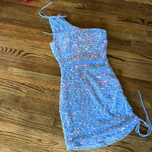 Lucy in the Sky Blue Sequin Homecoming XS Dress Hoco Dress.