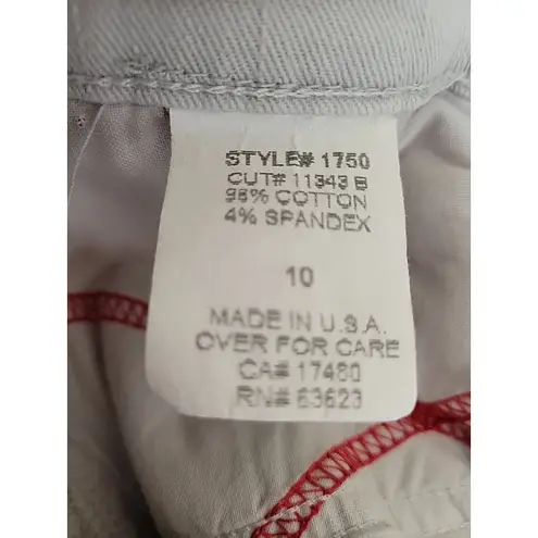 NYDJ Jeans Stretch Comfort Light Gray Rhinestone Cowgirl Bling Western Size 10